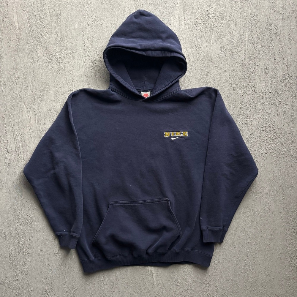 Vintage Nike Hoodie Men XL Navy Blue 90s grey tab